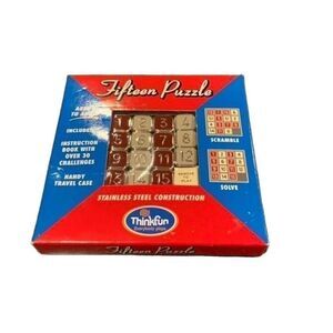 VINTAGE GAME FIFTEEN TILE STAINLESS STEEL PUZZLE